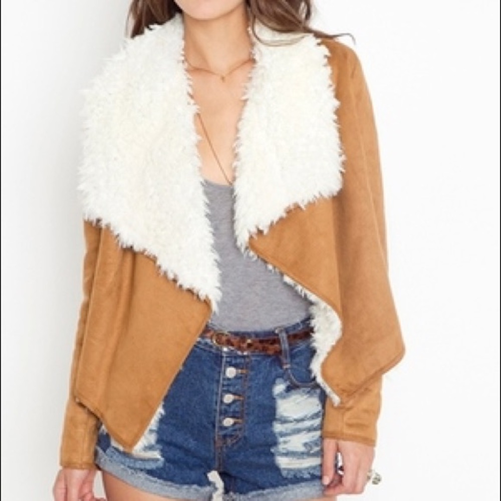 Nasty Gal Sheerling Drape Jacket